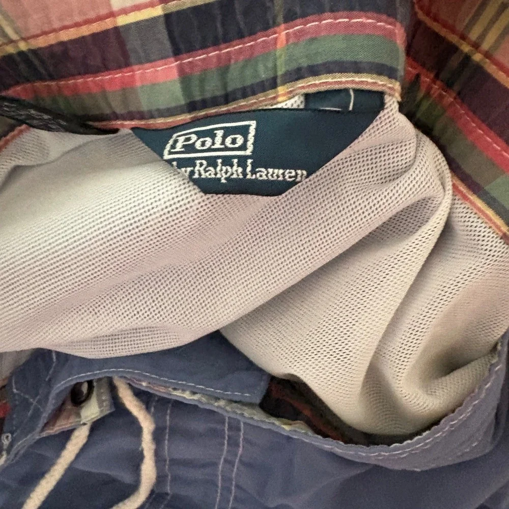 Polo Ralph Lauren Swim Trunks Mens Blue Cargo Pocket Mesh‎ Lined Board Shorts